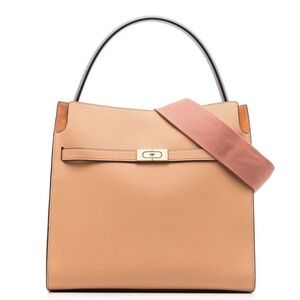 TORY BURCH Lee Radziwill Pebbled Double Bag - Pale Peach $1,298